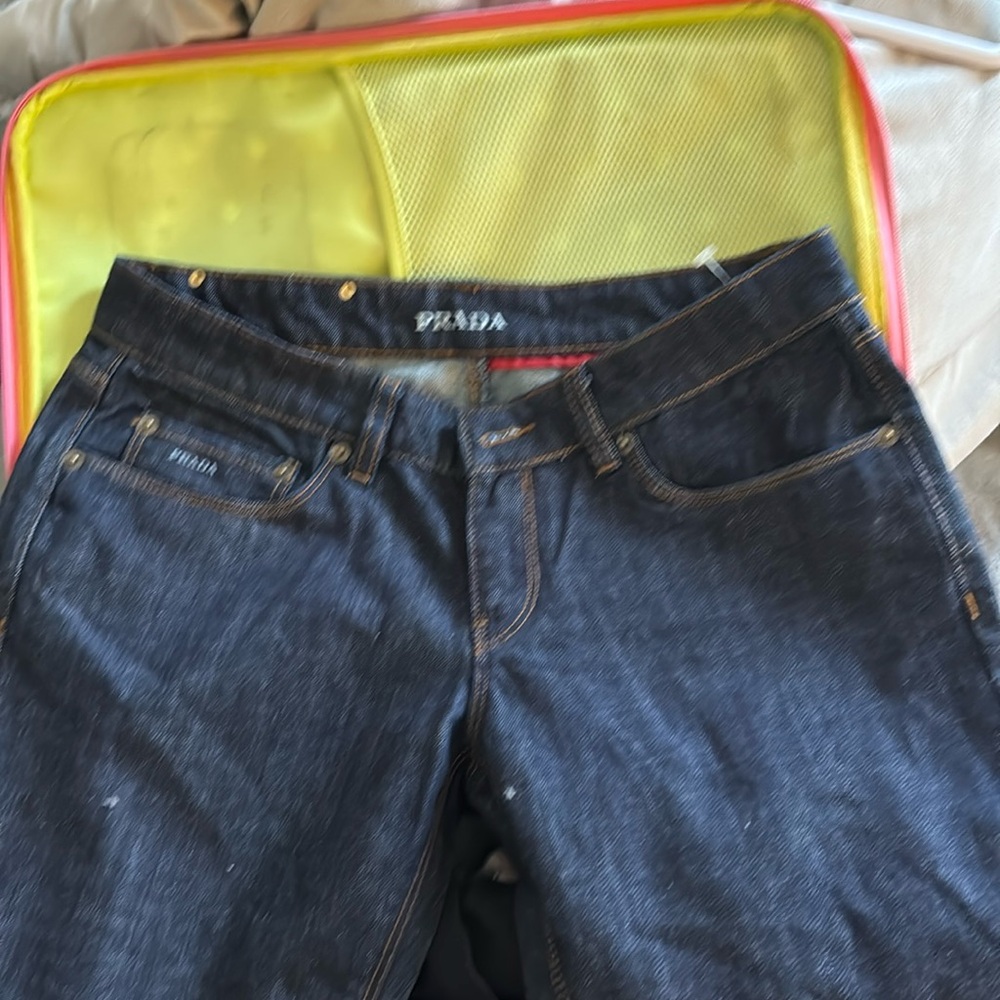 Prada midrise dark blue jeans